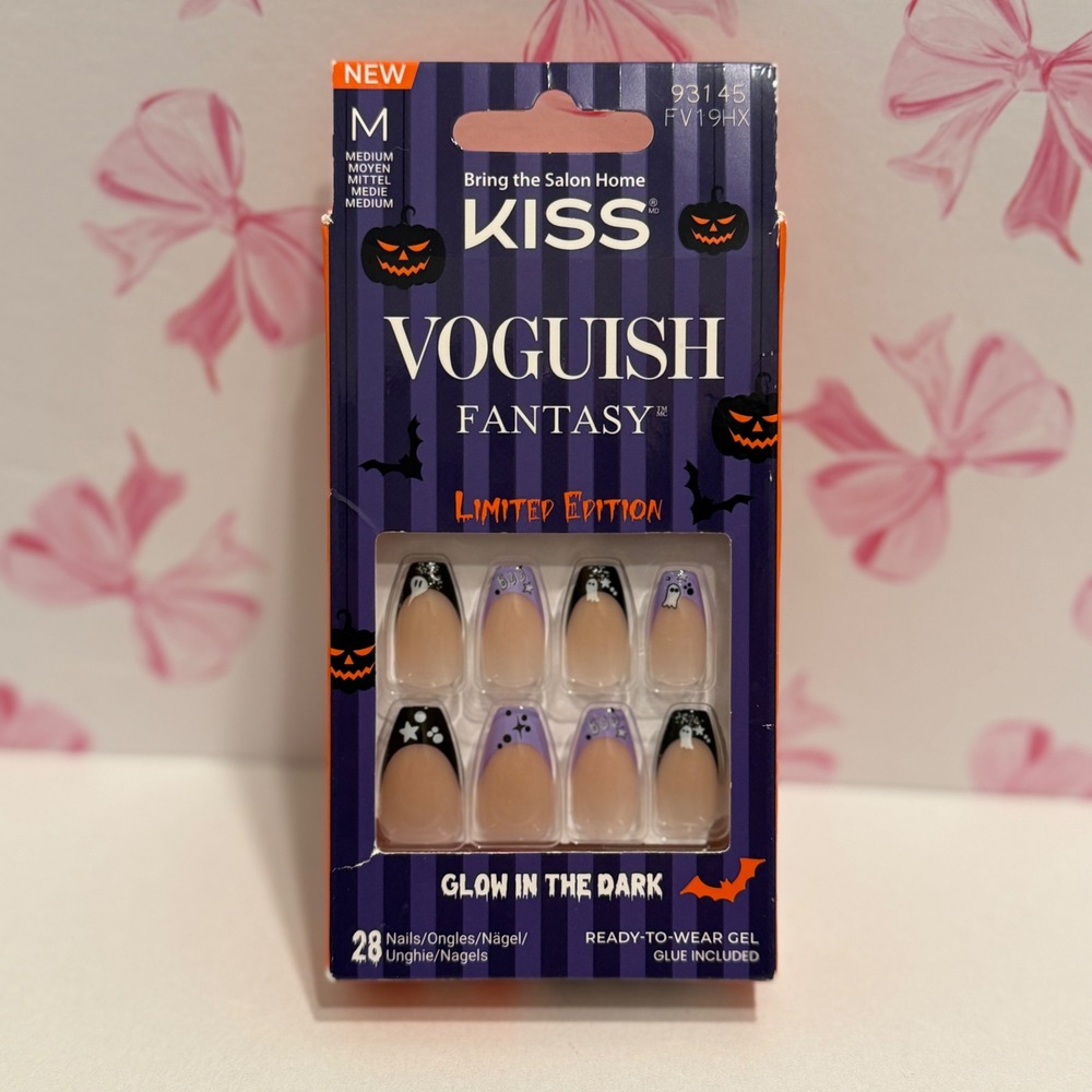 KISS‎ Voguish Fantasy Halloween Glow In The Dark Press On Nails Medium Coffin
